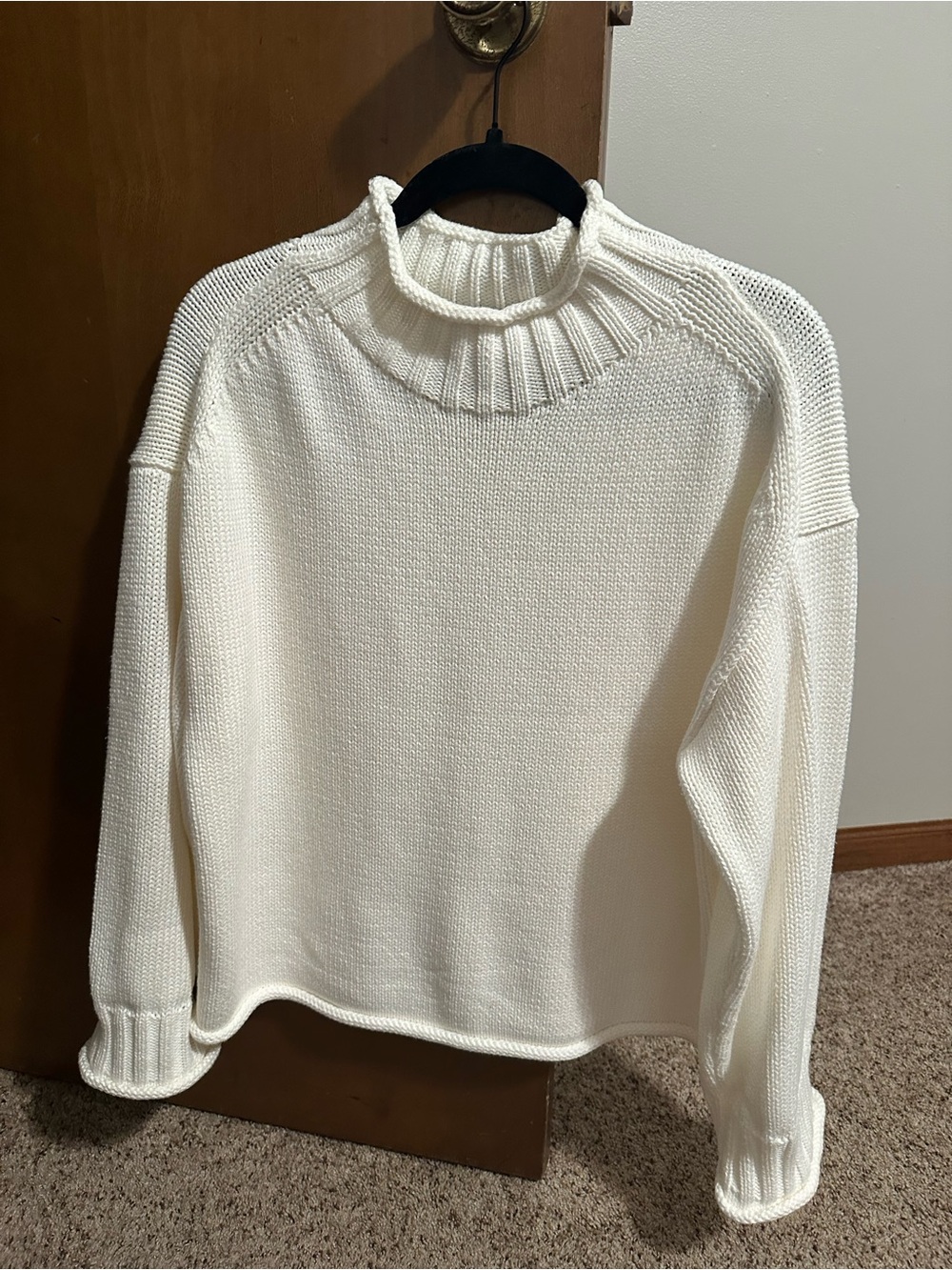 J. Crew Ivory Ribbed Funnel Neck Sweater